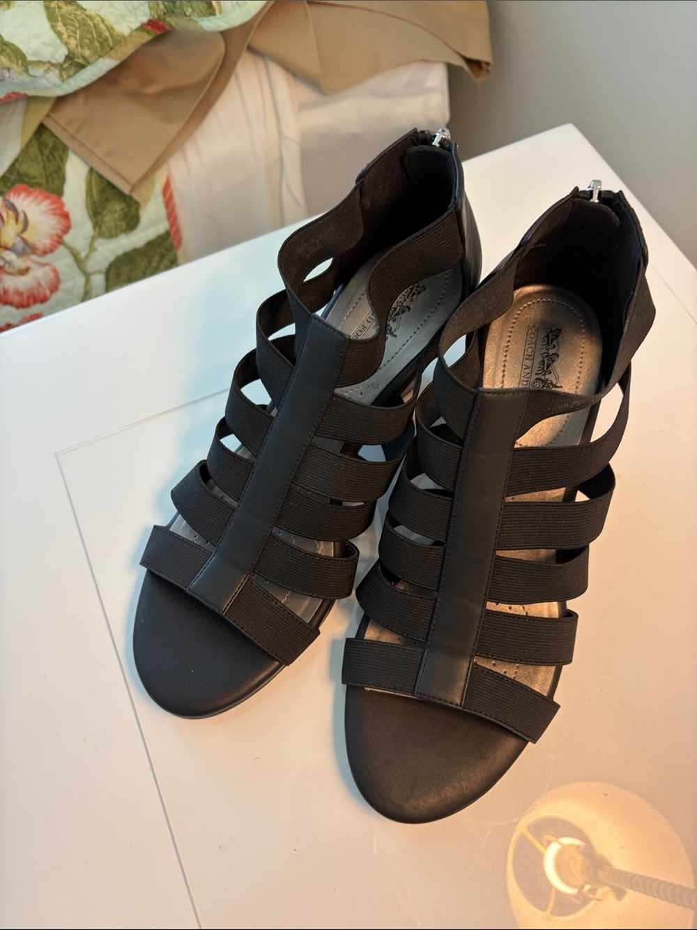Coach and Four Black Strappy Gladiator Sandals